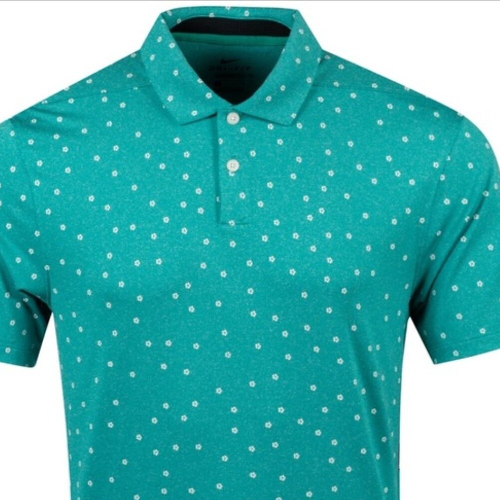 NIKE GOLF POLO Neptune Green Dri-Fit Vapor Micro Print XL